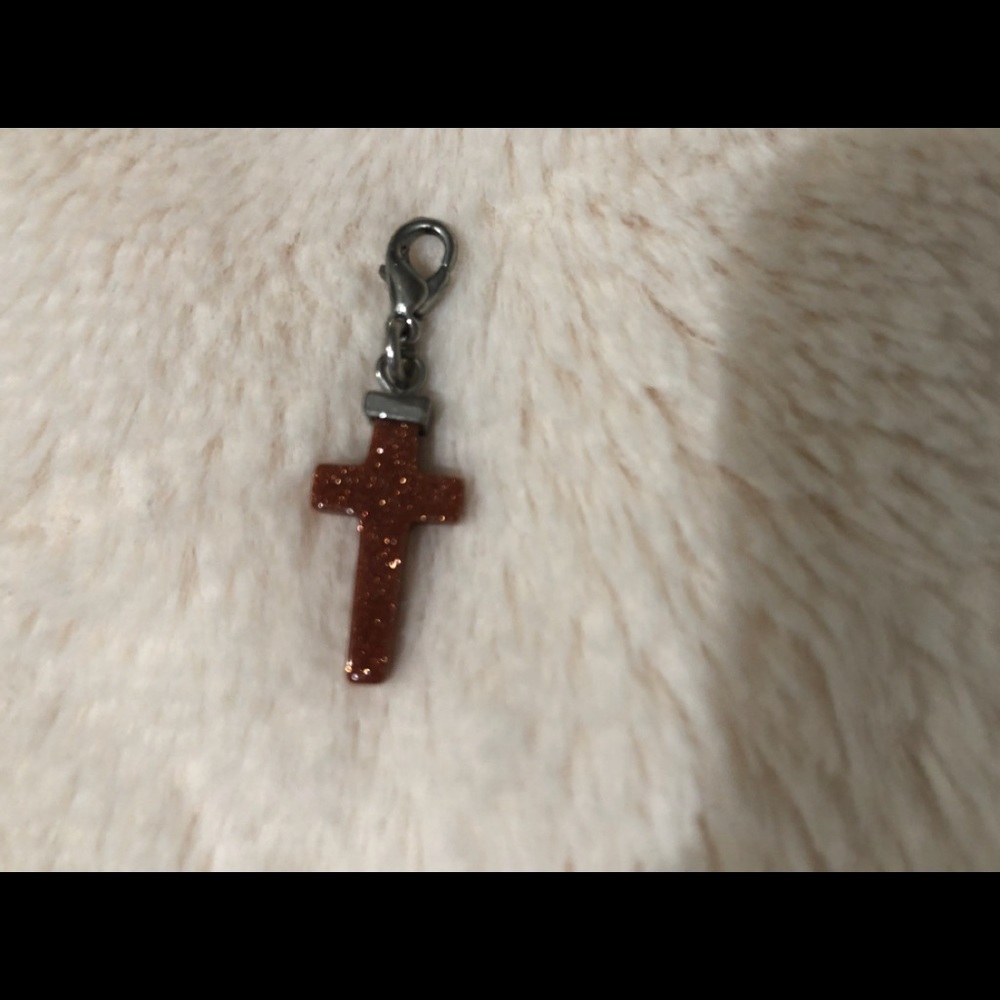 Goldstone Cross for charm bracelet